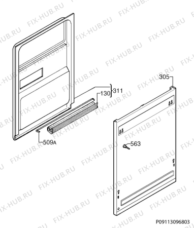 Взрыв-схема посудомоечной машины Aeg F55402VIOP - Схема узла Door 003