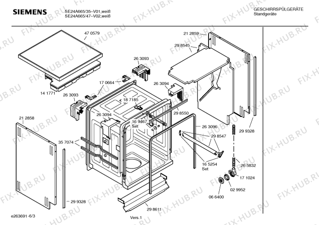 Схема №2 SE24A665 Extraklasse с изображением Передняя панель для посудомойки Siemens 00438341