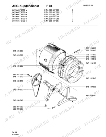 Взрыв-схема стиральной машины Aeg LAV9753-W - Схема узла Tub and drum