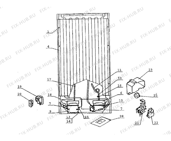 Взрыв-схема холодильника Zanussi ZFC177/3T - Схема узла Cooling system 017