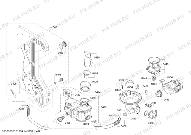 Взрыв-схема посудомоечной машины Bosch SMU40D02SK Aqua-Stop - Схема узла 04