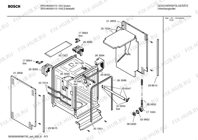 Взрыв-схема посудомоечной машины Bosch SRU46A05 Silence comfort - Схема узла 03