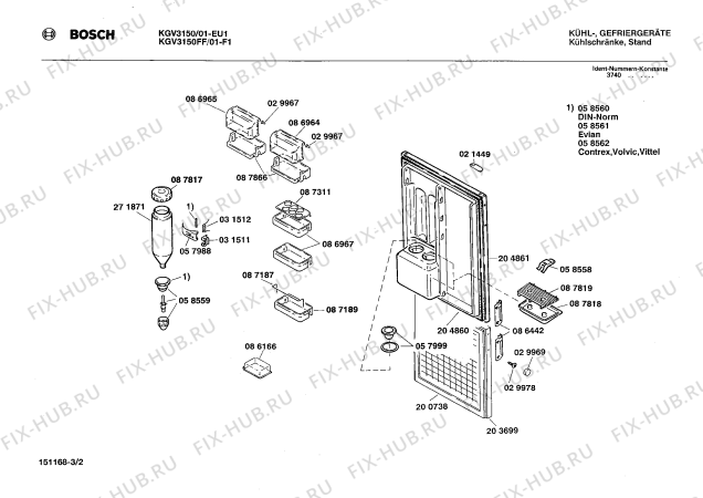 Взрыв-схема холодильника Bosch KGV3150 - Схема узла 02