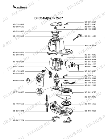 Взрыв-схема кухонного комбайна Moulinex DFC34M(3) - Схема узла BP003259.1P3