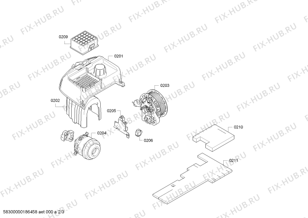 Взрыв-схема пылесоса Bosch BGL4S69AGB GL-40 Silence - Схема узла 02