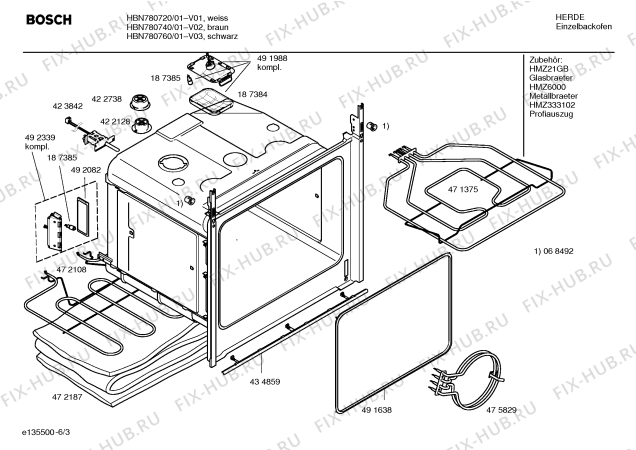 Взрыв-схема плиты (духовки) Bosch HBN780720 - Схема узла 03