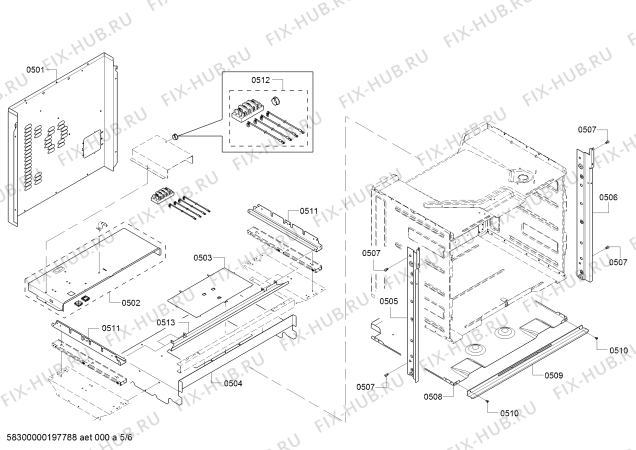 Схема №1 HBL5351UC Bosch с изображением Корпус для духового шкафа Bosch 11016310