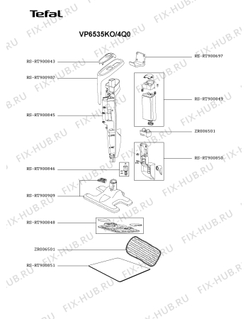 Взрыв-схема пылесоса Tefal VP6535KO/4Q0 - Схема узла 1P005914.9P2