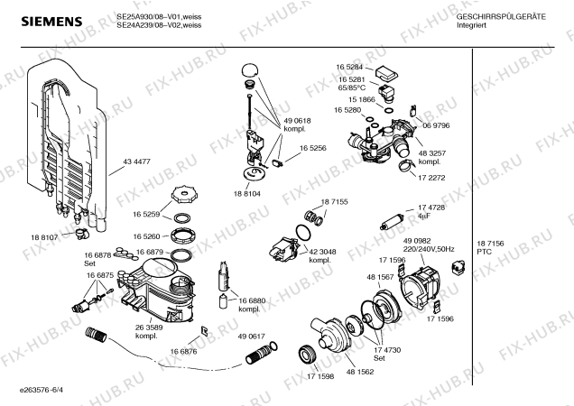 Схема №1 SE25A930 family с изображением Инструкция по эксплуатации для посудомойки Siemens 00143650