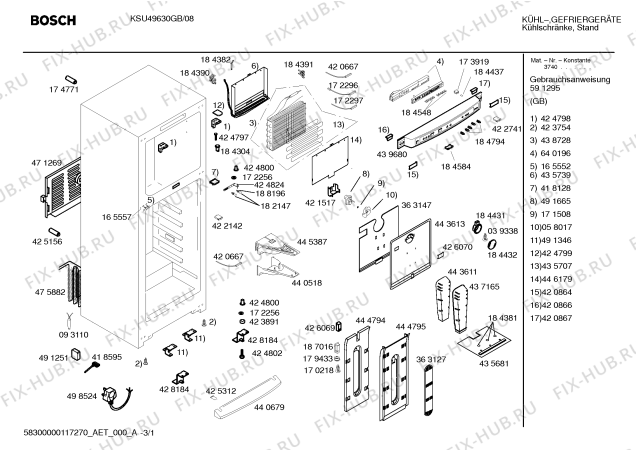 Схема №1 KSU49630NE с изображением Инструкция по эксплуатации для холодильника Bosch 00591295