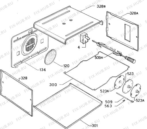 Взрыв-схема плиты (духовки) Zanussi FBI773B - Схема узла Accessories