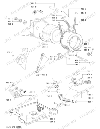 Взрыв-схема стиральной машины Indesit AWM04937 (F092350) - Схема узла