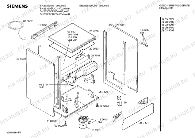 Схема №1 SN28250 с изображением Панель для посудомойки Siemens 00287524