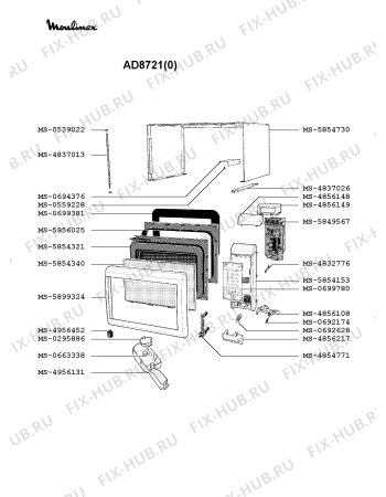 Взрыв-схема микроволновой печи Moulinex AD8721(0) - Схема узла 0P002343.6P2