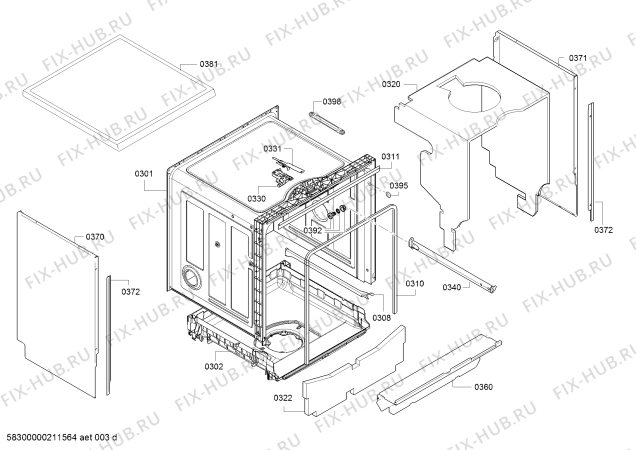 Взрыв-схема посудомоечной машины Siemens SN212W00BT, iQ100 - Схема узла 03