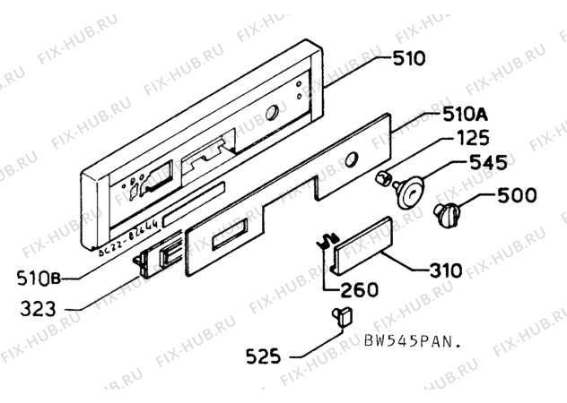 Взрыв-схема посудомоечной машины Unknown BW545 - Схема узла W10 Panel