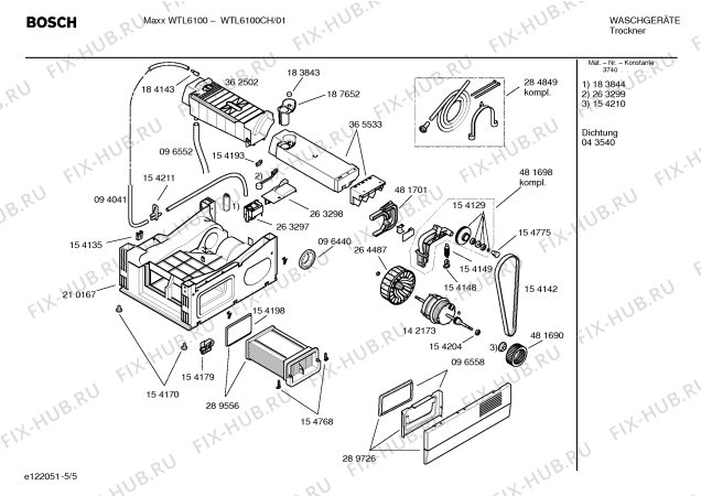 Взрыв-схема сушильной машины Bosch WTL6100CH Maxx WTL6100 electronic - Схема узла 05