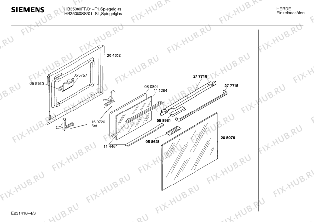 Схема №1 HB35080FF с изображением Ручка для духового шкафа Siemens 00277715