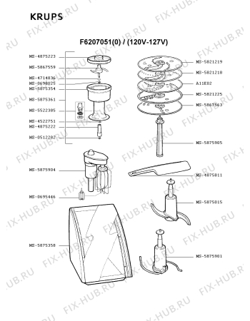 Взрыв-схема кухонного комбайна Krups F6207051(0) - Схема узла HP000523.7P2