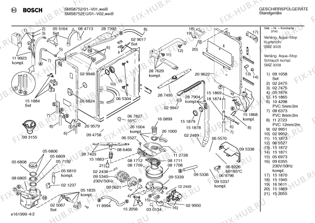 Взрыв-схема посудомоечной машины Bosch SMS8752 - Схема узла 02