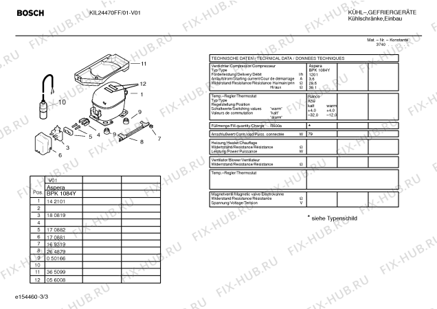 Взрыв-схема холодильника Bosch KIL24470FF - Схема узла 03