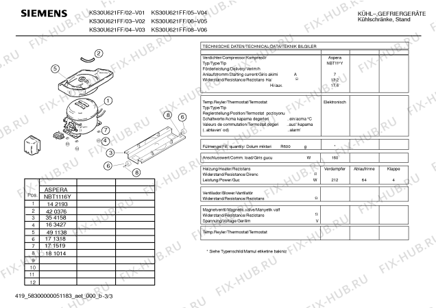 Взрыв-схема холодильника Siemens KS30U621FF - Схема узла 03