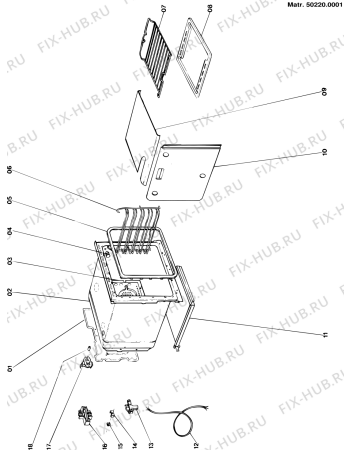 Взрыв-схема плиты (духовки) Indesit EHM200 (F004746) - Схема узла