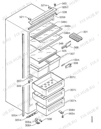 Взрыв-схема холодильника Etna 5624F/E00 - Схема узла Housing 001