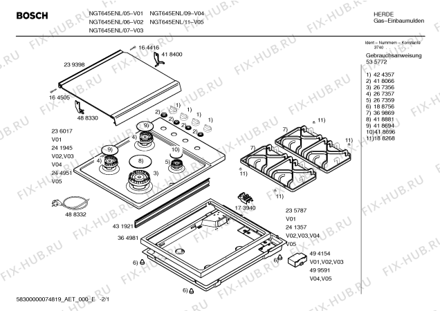 Схема №1 NGT643ENL Bosch с изображением Шарнир для электропечи Bosch 00488329