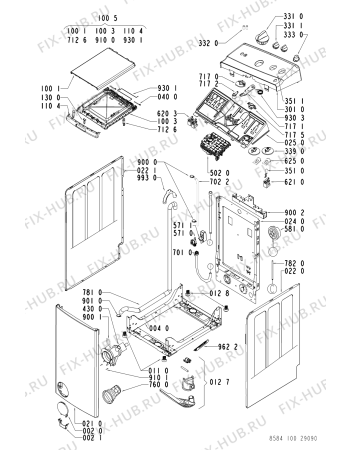 Схема №1 EV 1150 с изображением Клавиша для стиральной машины Whirlpool 481241258983