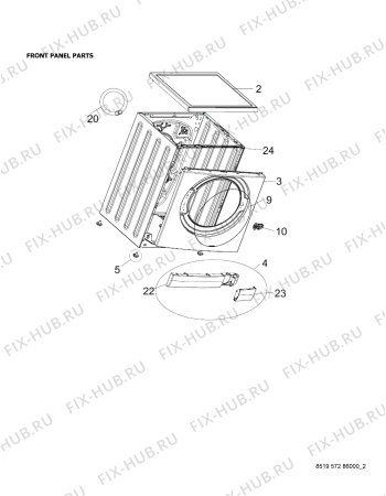 Схема №2 AWG/B M7080S с изображением Гидрошланг для стиралки Whirlpool 482000010583