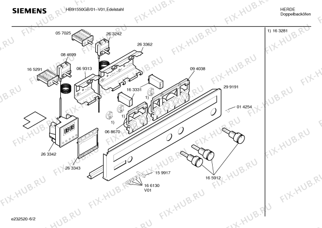 Взрыв-схема плиты (духовки) Siemens HB91550GB - Схема узла 02