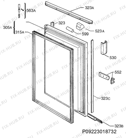 Взрыв-схема холодильника Electrolux EUX1101AOW - Схема узла Door 003