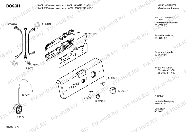 Схема №1 WOL2400FF WOL2400 electronique с изображением Панель управления для стиралки Bosch 00361844