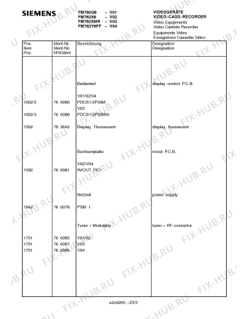 Взрыв-схема телевизора Siemens FM762X6IR - Схема узла 04