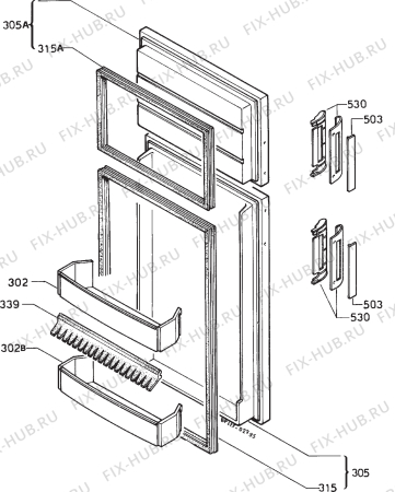 Взрыв-схема холодильника Electrolux TR642G - Схема узла Door 003