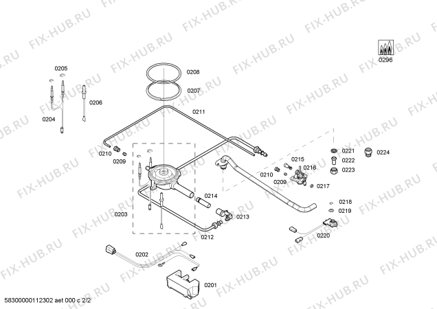 Схема №1 PGF375K02P с изображением Газовый кран для электропечи Bosch 00427305