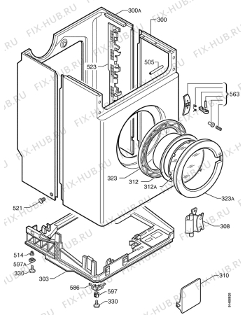 Взрыв-схема стиральной машины Electrolux EW1010F - Схема узла Cabinet + armatures