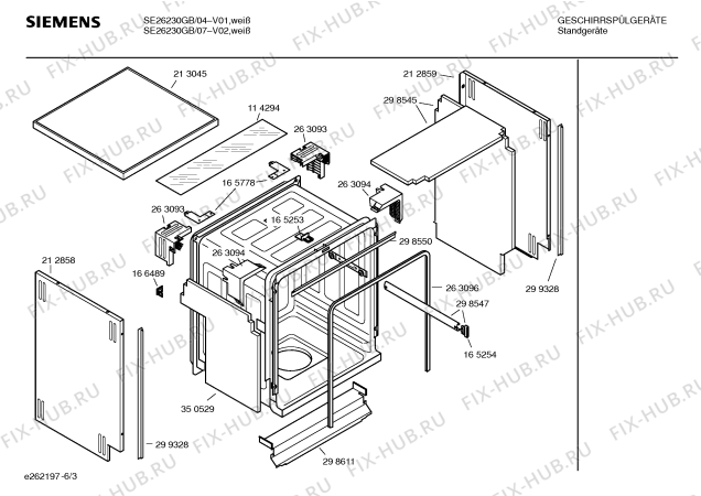 Взрыв-схема посудомоечной машины Siemens SE26230GB - Схема узла 03
