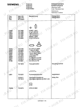 Схема №5 FC201K5 с изображением Инструкция по эксплуатации для жк-телевизора Siemens 00530873