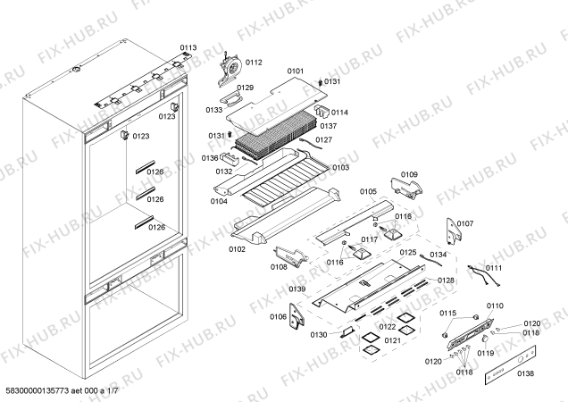 Схема №3 K7791X0 с изображением Стеклопанель для холодильника Bosch 00680005