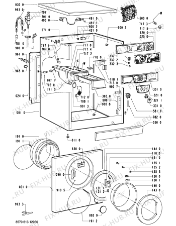 Схема №1 AWM 1310 с изображением Обшивка для стиралки Whirlpool 481245214154