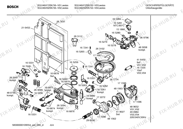 Схема №4 SGU46A92SK с изображением Инструкция по установке/монтажу для посудомойки Bosch 00584530