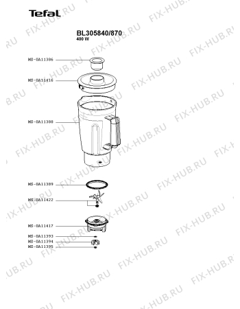 Схема №2 BL305840/870 с изображением Корпусная деталь для электроблендера Tefal MS-0A11472