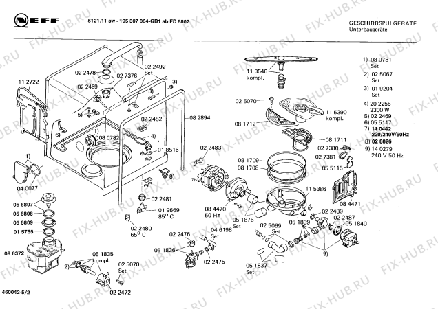 Схема №1 195307064 5121.11SW с изображением Кнопка для посудомоечной машины Bosch 00029384
