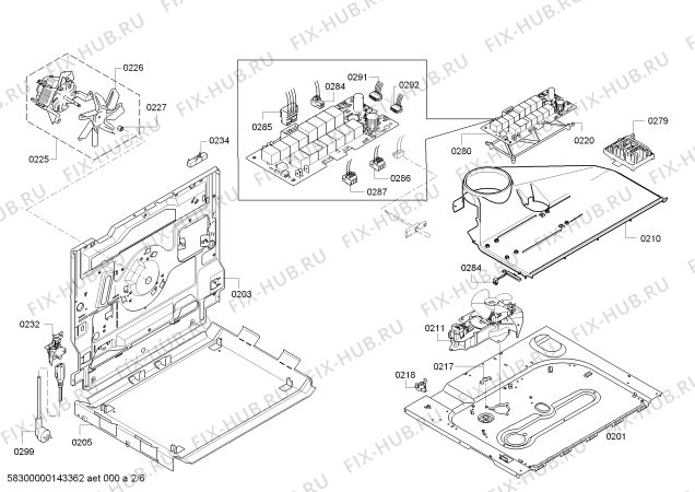 Взрыв-схема плиты (духовки) Bosch HBA38B451D - Схема узла 02