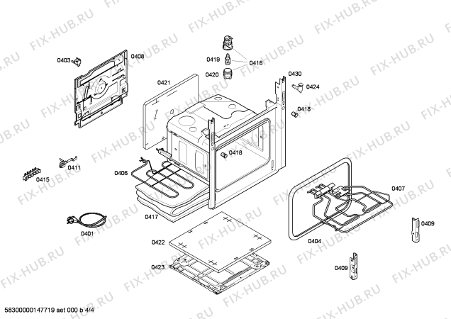 Взрыв-схема плиты (духовки) Bosch HCE422120X - Схема узла 04