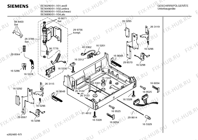 Взрыв-схема посудомоечной машины Siemens SE56290 - Схема узла 05