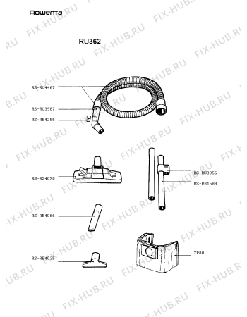 Взрыв-схема пылесоса Rowenta RU362 - Схема узла RU362FR_.__2