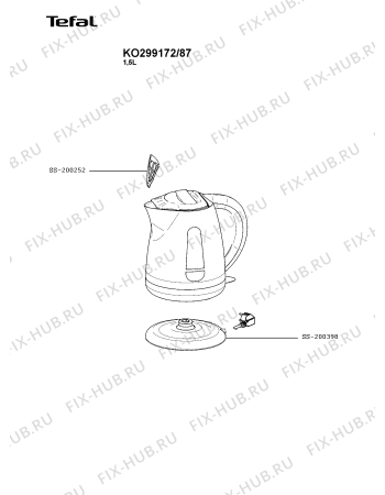 Схема №1 KO299172/87 с изображением Элемент корпуса для чайника (термопота) Tefal SS-200398